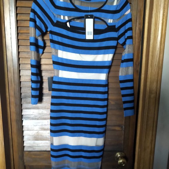 BEBE botanical stripe midi dress - Picture 4 of 6